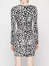 Thumbnail for Chic Red Leopard V-Neck Ruffle Dress