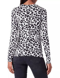 Thumbnail for Chic Leopard Print Logo Crewneck Sweater