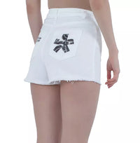 Thumbnail for Chic Raw Hem Logo Cotton Shorts