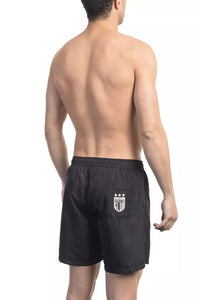 Thumbnail for Sleek Black Swim Shorts with Side Print