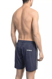 Thumbnail for Elegant Blue Tape-Trim Swim Shorts