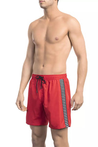 Thumbnail for Red Swim Shorts with Back Pocket Detail