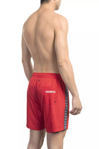 Thumbnail for Red Swim Shorts with Back Pocket Detail