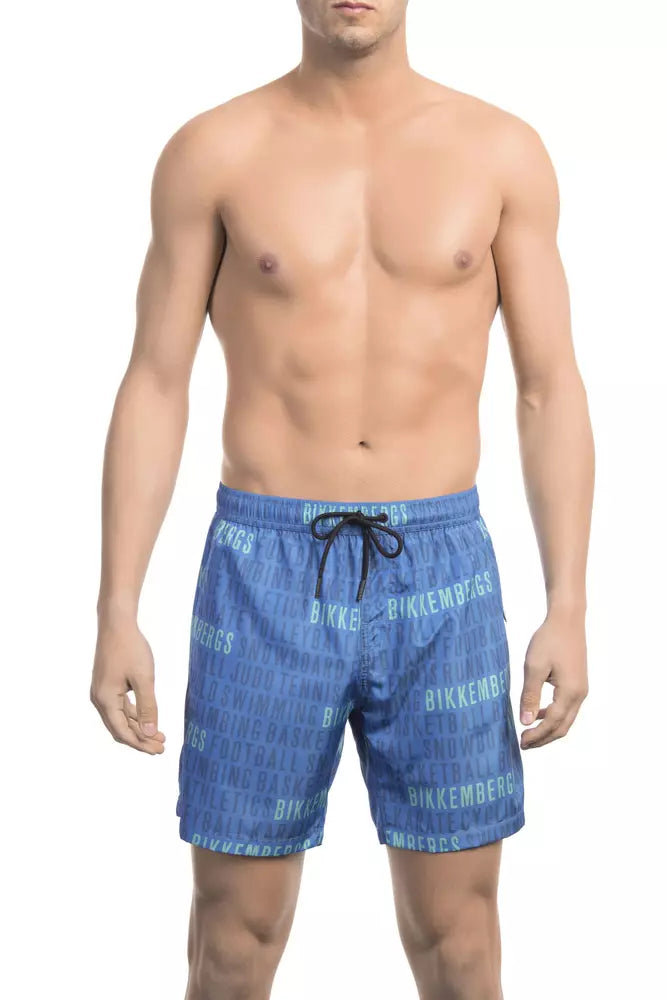 Blue All-Over Print Swim Shorts