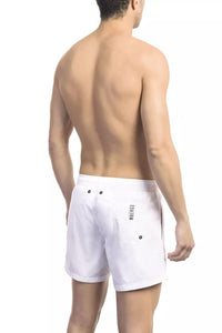 Thumbnail for Elegant White Swim Shorts with Iconic Tape Detail