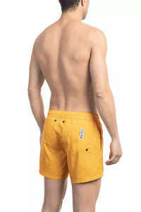 Thumbnail for Sleek Orange Swim Shorts with Iconic Tape Detail