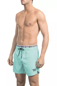 Thumbnail for Elegant Light Blue Swim Shorts with Branded Band