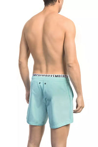 Thumbnail for Elegant Light Blue Swim Shorts with Branded Band