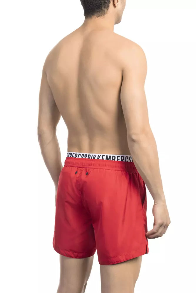 Red Swim Shorts with Branded Waistband