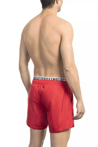 Thumbnail for Red Swim Shorts with Branded Waistband