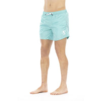 Thumbnail for Sleek Light Blue Swim Shorts with Front Print