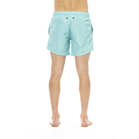 Thumbnail for Sleek Light Blue Swim Shorts with Front Print