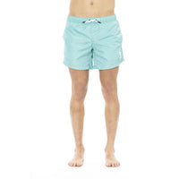 Thumbnail for Sleek Light Blue Swim Shorts with Front Print