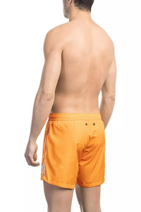 Thumbnail for Vibrant Orange Men's Swim Shorts With Front Print