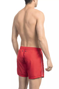 Thumbnail for Sleek Red Swim Shorts with Dynamic Front Print