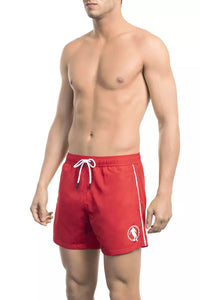 Thumbnail for Sleek Red Swim Shorts with Dynamic Front Print