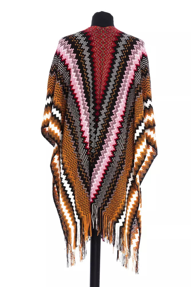 Elegant Geometric Fringed Poncho