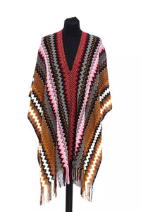 Thumbnail for Elegant Geometric Fringed Poncho