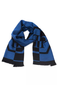 Thumbnail for Elegant Fringed Logo Scarf in Blue
