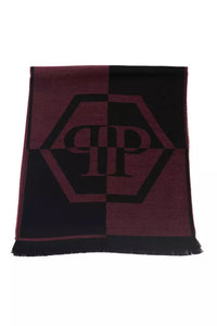 Thumbnail for Elegant Burgundy Fringed Wool-Blend Scarf