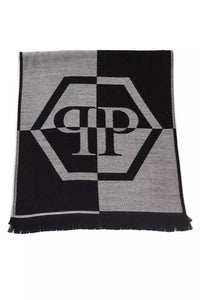 Thumbnail for Chic Gray Fringed Logo Scarf