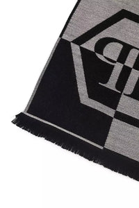 Thumbnail for Chic Gray Fringed Logo Scarf