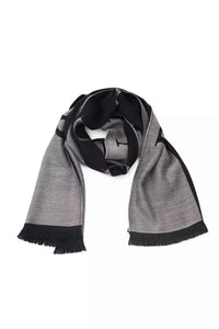 Thumbnail for Chic Gray Fringed Logo Scarf