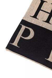 Thumbnail for Beige Logo Scarf with Fringed Hems