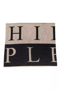 Thumbnail for Beige Logo Scarf with Fringed Hems