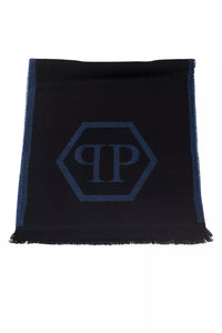 Thumbnail for Chic Blue Fringed Logo Scarf