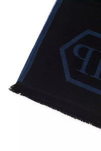 Thumbnail for Chic Blue Fringed Logo Scarf
