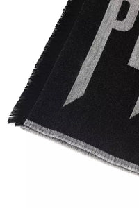 Thumbnail for Elegant Gray Fringed Wool Blend Scarf