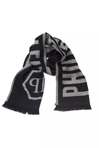 Thumbnail for Elegant Gray Fringed Wool Blend Scarf