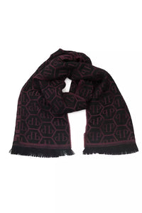 Thumbnail for Elegant Burgundy Monogram Fringe Scarf