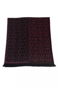 Thumbnail for Elegant Burgundy Monogram Fringe Scarf