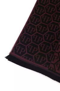 Thumbnail for Elegant Burgundy Monogram Fringe Scarf