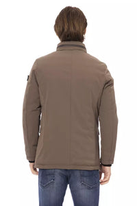 Thumbnail for Elegant Brown Zip-Front Monogram Jacket