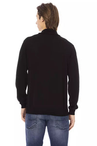 Thumbnail for Sleek Black Turtleneck Monogram Sweater