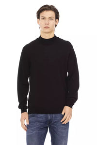 Thumbnail for Sleek Black Turtleneck Monogram Sweater