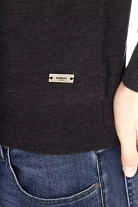 Thumbnail for Elegant Gray Crewneck Sweater with Metal Monogram