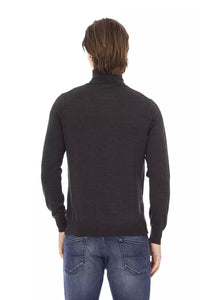 Thumbnail for Elegant Gray Crewneck Sweater with Metal Monogram
