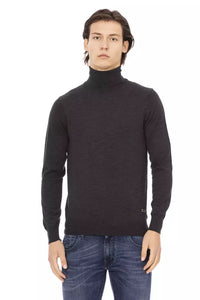 Thumbnail for Elegant Gray Crewneck Sweater with Metal Monogram