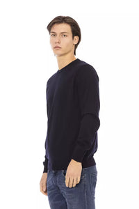 Thumbnail for Elegant Crewneck Blue Sweater - 100% Fabric