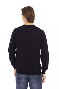 Thumbnail for Elegant Crewneck Blue Sweater - 100% Fabric
