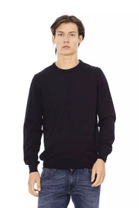 Thumbnail for Elegant Crewneck Blue Sweater - 100% Fabric