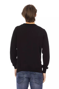 Thumbnail for Sleek Black Monogrammed Crewneck Sweater