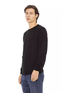 Thumbnail for Sleek Black Monogrammed Crewneck Sweater