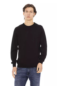Thumbnail for Sleek Black Monogrammed Crewneck Sweater