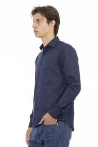 Thumbnail for Elegant Slim Fit Blue Cotton Shirt
