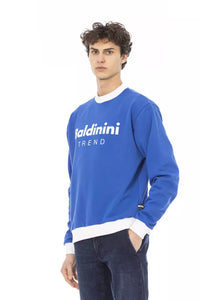 Thumbnail for Sleek Blue Cotton Fleece Hoodie with Front Logo